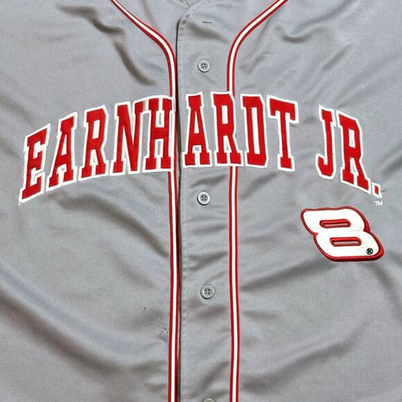 VTG Dale Earnhardt Jr Racing Jersey Mens Gray Red Embroidered Sz 3XL NASCAR - Picture 4 of 12